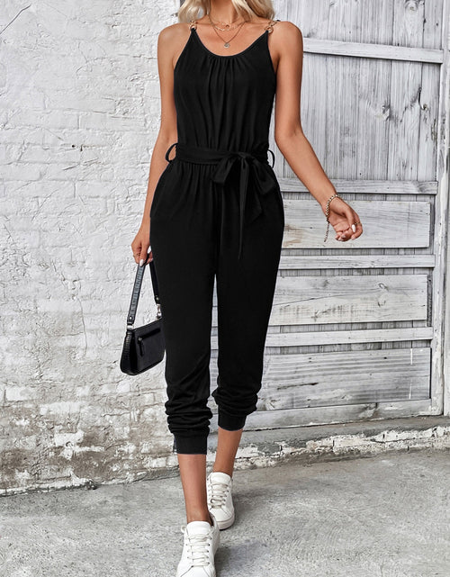 Load image into Gallery viewer, Scoop Neck Tie Waist Jumpsuit
