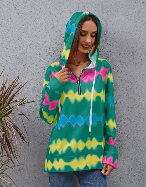 Load image into Gallery viewer, Contrast Quarter Zip Dropped Shoulder Hoodie
