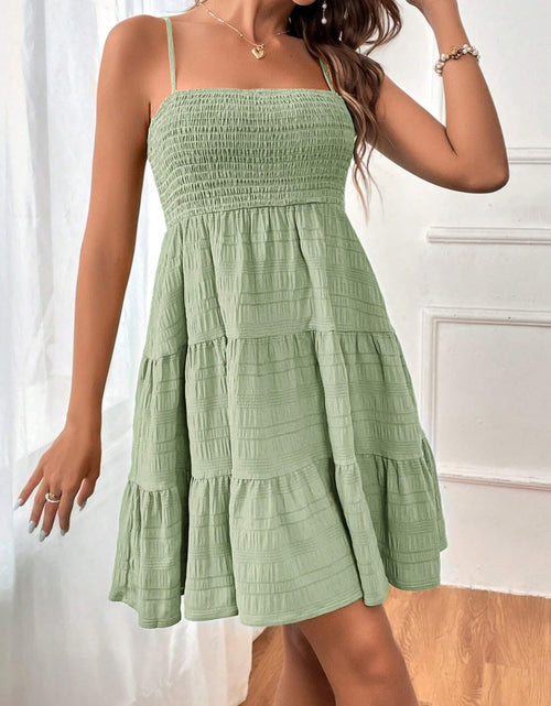 Load image into Gallery viewer, Smocked Tiered Sleeveless Mini Dress
