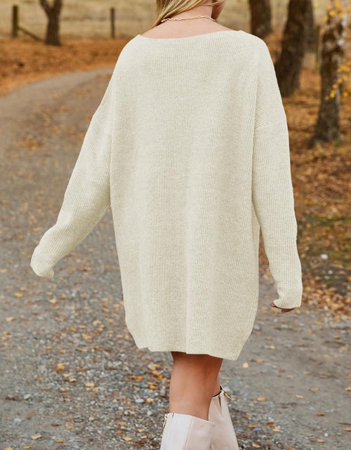 Load image into Gallery viewer, V-Neck Dropped Shoulder Sweater Dress
