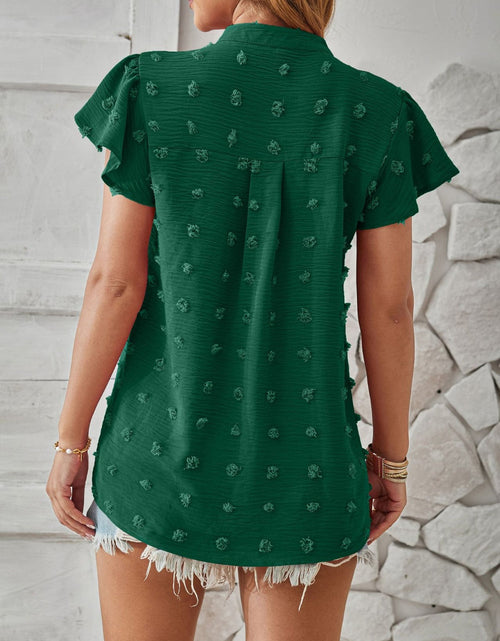 Load image into Gallery viewer, Swiss Dot Notched Cap Sleeve T-Shirt
