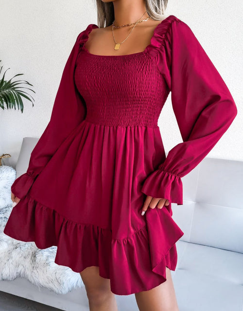 Load image into Gallery viewer, Smocked Flounce Sleeve Square Neck Dress
