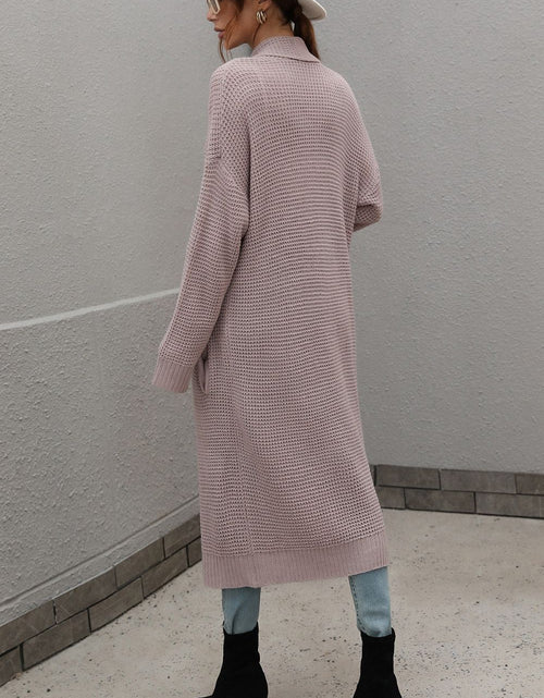 Load image into Gallery viewer, Waffle Knit Open Front Duster Cardigan With Pockets
