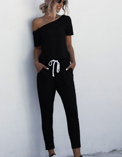 Load image into Gallery viewer, Asymmetrical Neck Tied Jumpsuit with Pockets
