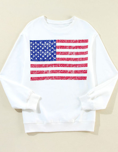 Load image into Gallery viewer, US Flag Round Neck Long Sleeve Sweatshirt
