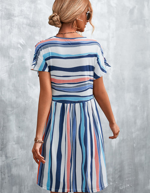 Load image into Gallery viewer, Striped Round Neck Dress

