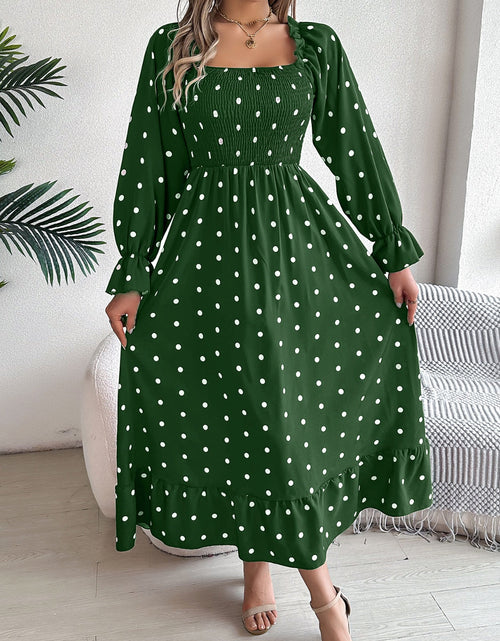 Load image into Gallery viewer, Polka Dot Flounce Sleeve Midi Dress

