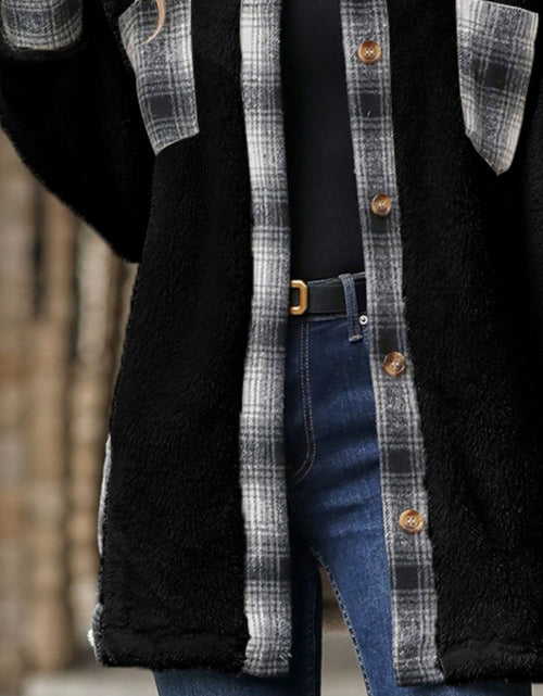 Load image into Gallery viewer, Plaid Contrast Dropped Shoulder Coat
