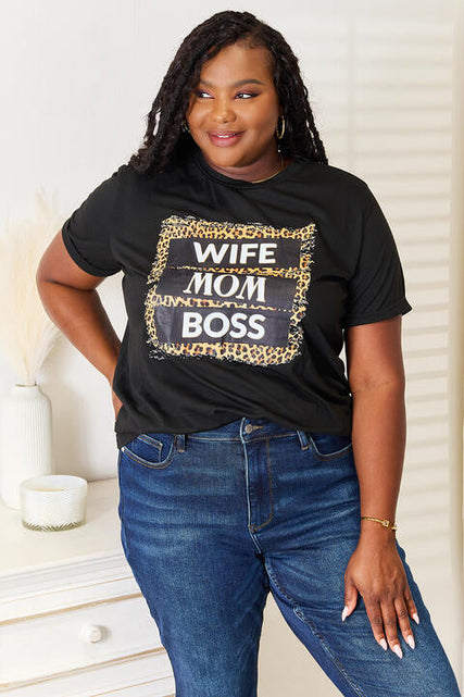 Load image into Gallery viewer, Simply Love WIFE MOM BOSS Leopard Graphic T-Shirt

