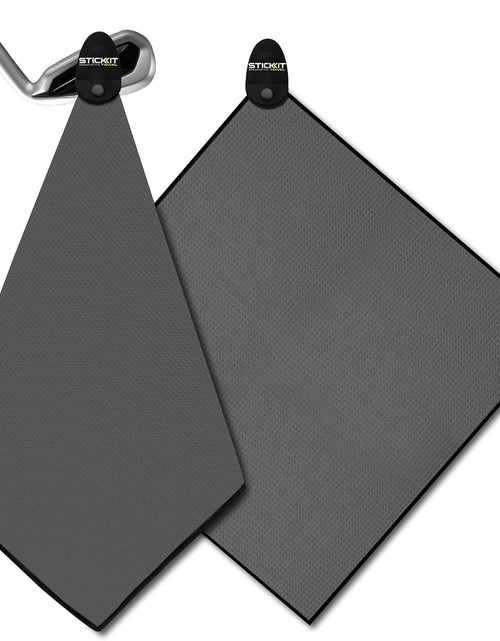 Load image into Gallery viewer, Magnetic Towel, Gray | Top-Tier Microfiber Golf Towel with Deep Waffle Pockets | Industrial Strength Magnet for Strong Hold to Golf Carts or Clubs
