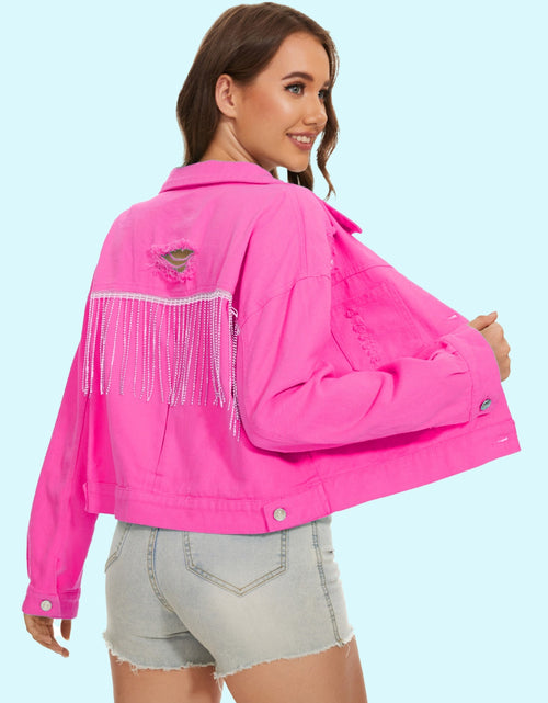 Load image into Gallery viewer, Distressed Distressed Button Up Denim Jacket
