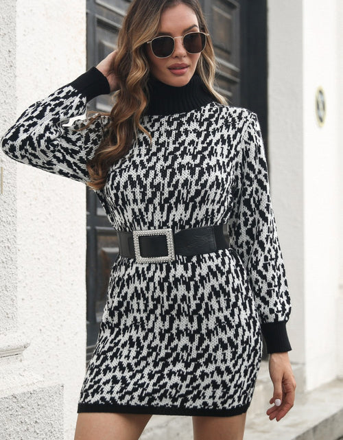 Load image into Gallery viewer, Heathered Turtleneck Mini Sweater  Dress
