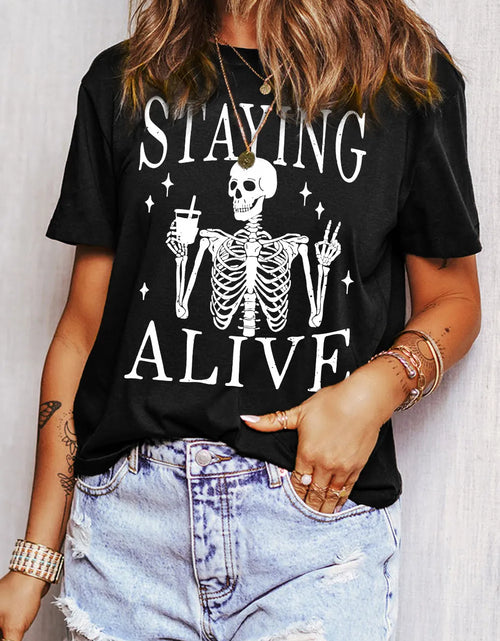 Load image into Gallery viewer, Graphic Round Neck Short Sleeve T-Shirt
