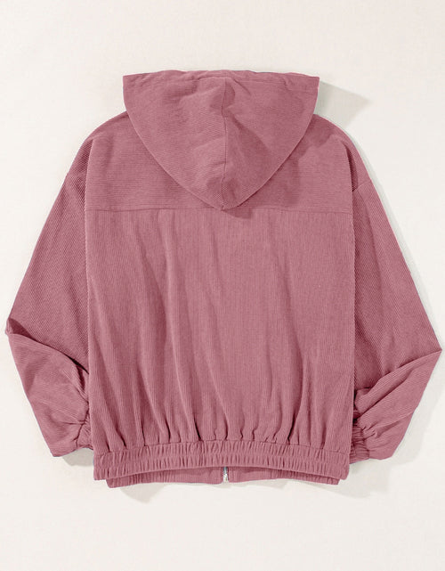 Load image into Gallery viewer, Drawstring Zip Up Long Sleeve Hooded Jacket
