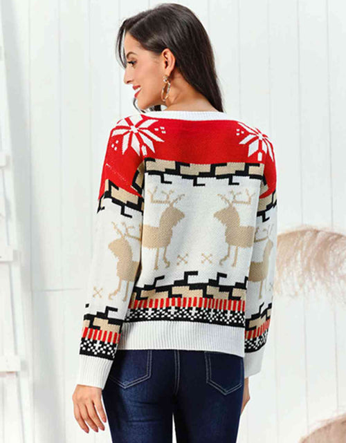 Load image into Gallery viewer, Reindeer Round Neck Sweater
