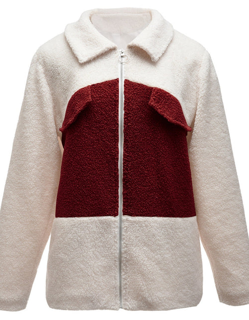 Load image into Gallery viewer, Ivy Lane Plush Contrast Zip Up Coat
