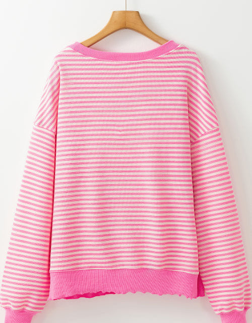 Load image into Gallery viewer, Striped Round Neck Long Sleeve Sweatshirt
