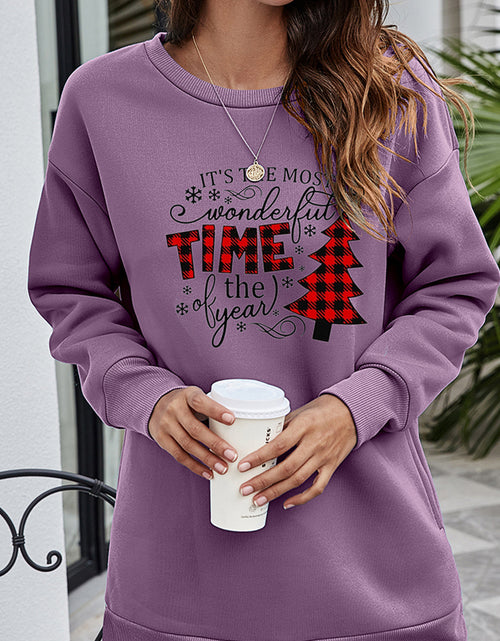 Load image into Gallery viewer, Christmas Tree Graphic Drop Shoulder Sweatshirt
