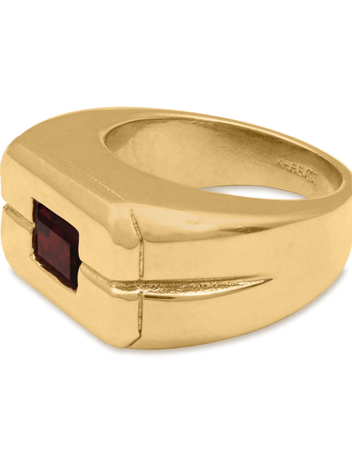 Load image into Gallery viewer, Men's Ruby or Sapphire Austrian Crystal Ring  18kt Gold Electroplated Ring by PVD Vintage Jewelry

