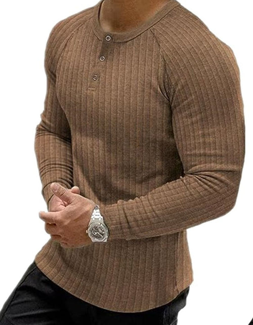 Load image into Gallery viewer, Men's Full Size Ribbed Round Neck Long Sleeve T-Shirt Plus Size
