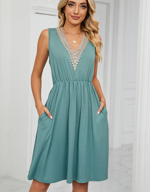 Load image into Gallery viewer, Pocketed V-Neck Wide Strap Dress
