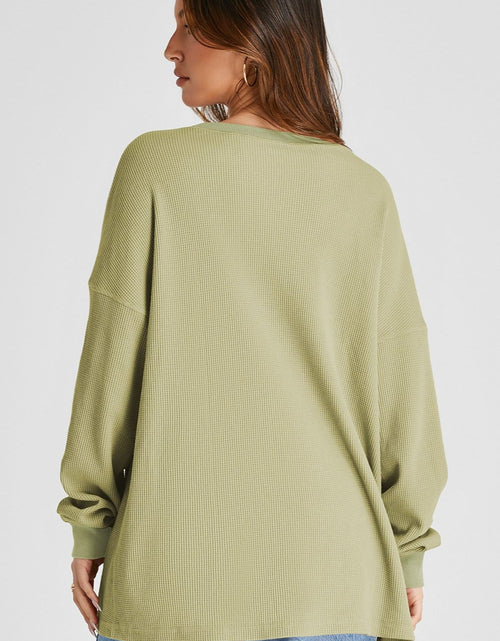 Load image into Gallery viewer, Waffle-Knit Long Sleeve Sweatshirt
