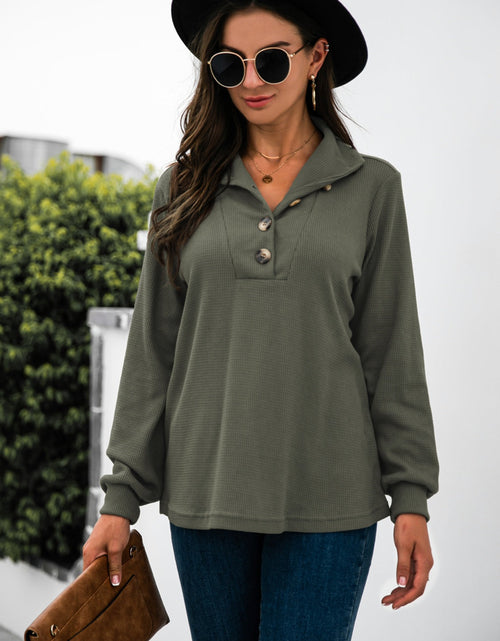 Load image into Gallery viewer, Half Button Long Sleeve T-Shirt
