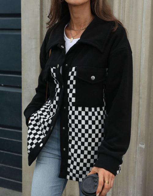 Load image into Gallery viewer, Checkered Snap Down Long Sleeve Jacket
