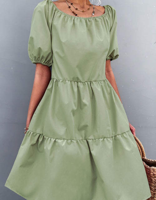 Load image into Gallery viewer, Square Neck Short Sleeve Mini Dress
