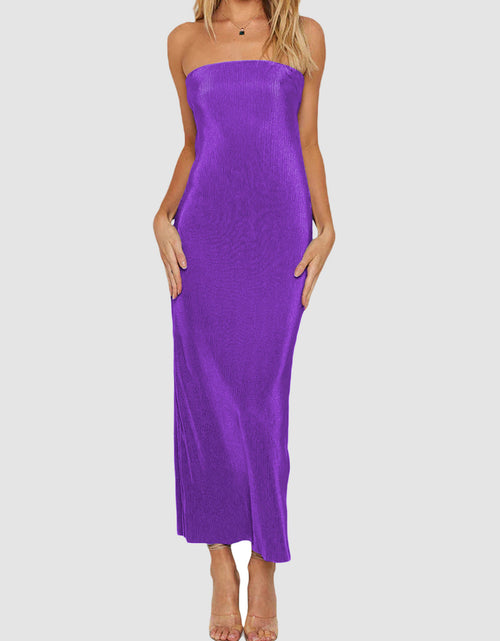 Load image into Gallery viewer, Lace-Up Back Tube Maxi Dress
