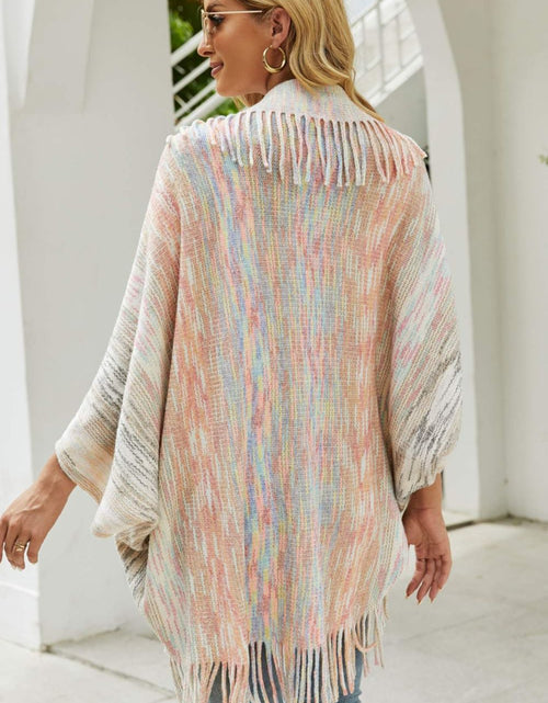 Load image into Gallery viewer, Multicolored Fringe Trim Poncho
