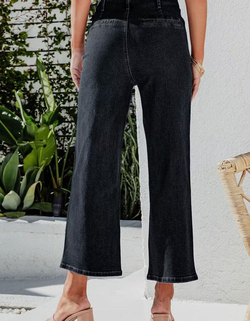 Load image into Gallery viewer, Button Fly Cropped Wide Leg Jeans
