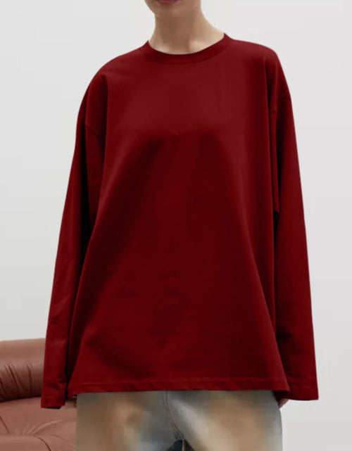 Load image into Gallery viewer, Round Neck Dropped Shoulder Long Sleeve T-Shirt
