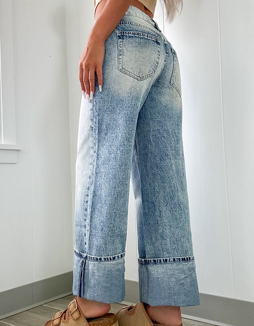 Load image into Gallery viewer, Washed Wide Leg Jeans with Pockets
