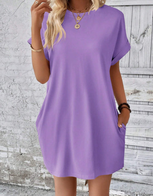 Load image into Gallery viewer, Round Neck Short Sleeve Mini Tee Dress with Pockets
