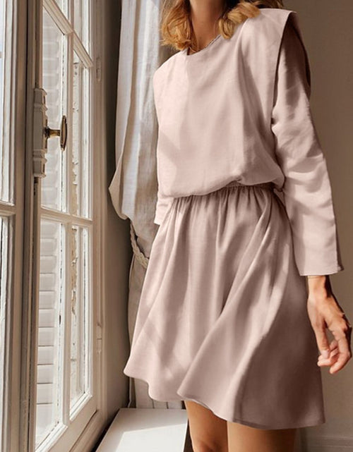 Load image into Gallery viewer, Round Neck Long Sleeve Mini Dress
