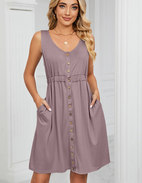 Load image into Gallery viewer, Buttoned Wide Strap Mini Dress
