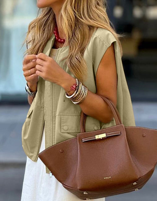 Load image into Gallery viewer, Ruched Hem Zip Up Vest
