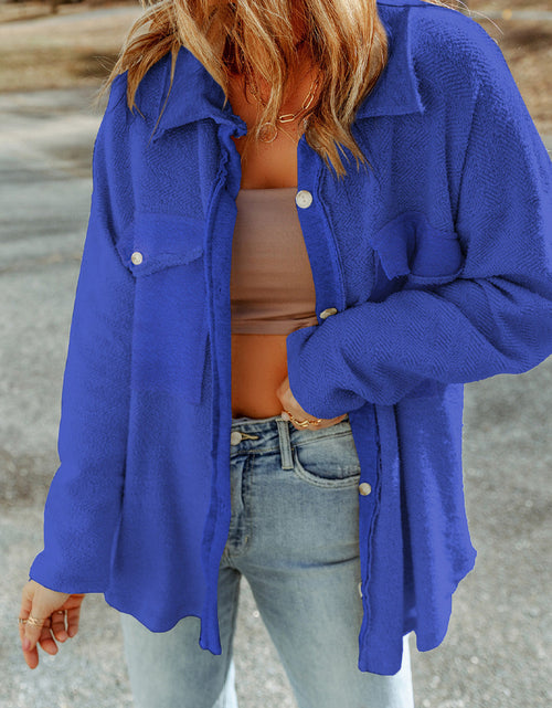 Load image into Gallery viewer, Pocketed Button Up Droppped Shoulder Jacket

