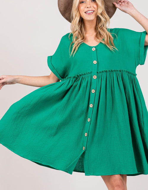 Load image into Gallery viewer, SAGE + FIG Full Size Button Up Short Sleeve Dress
