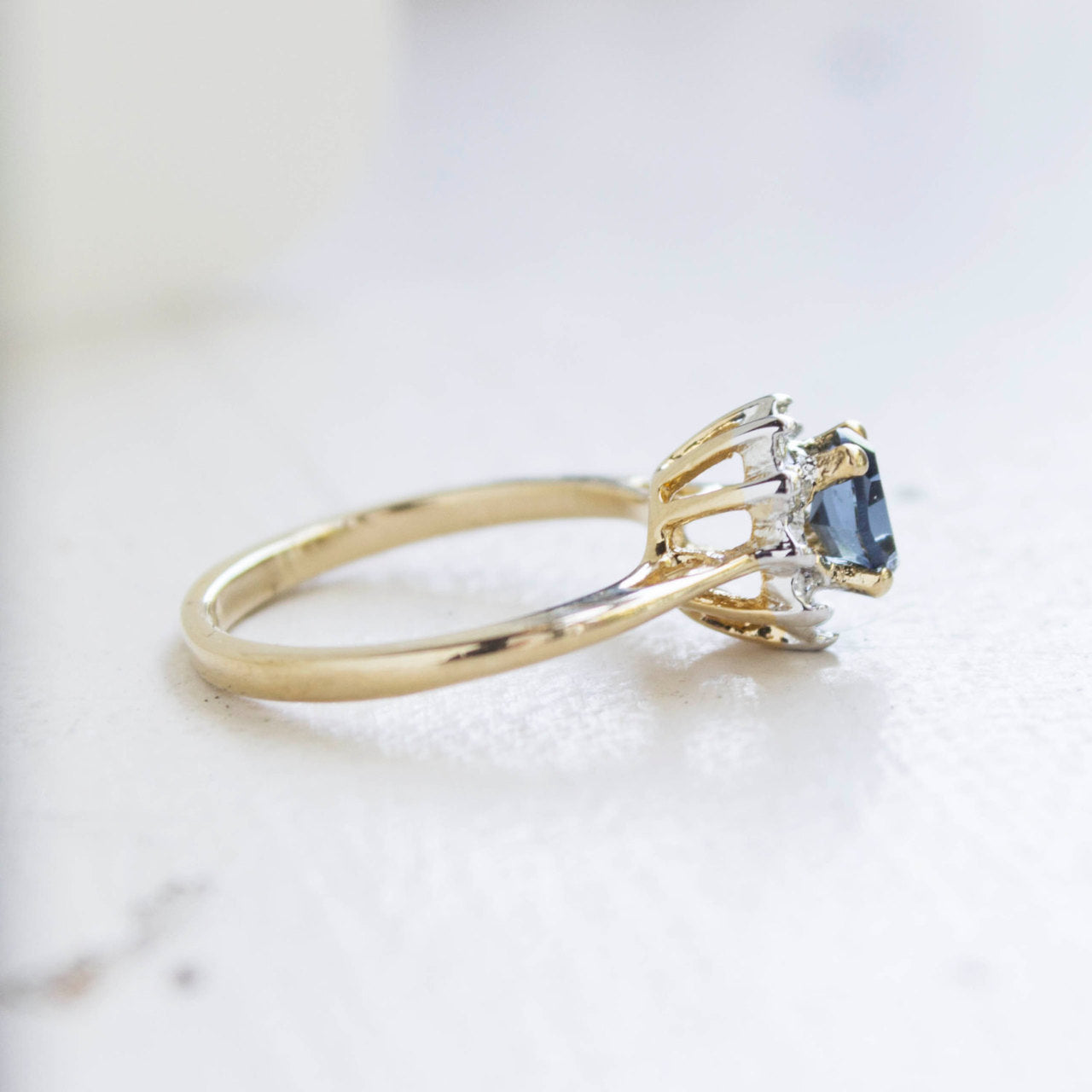Vintage Genuine Opal or Austrian Crystal Ring 18k Yellow Gold Electroplated by PVD Vintage Jewelry