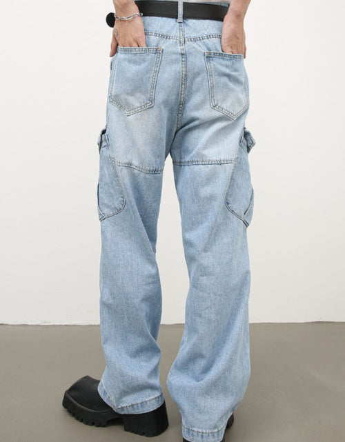 Load image into Gallery viewer, Men's Mid Rise Jeans with Cargo Pockets
