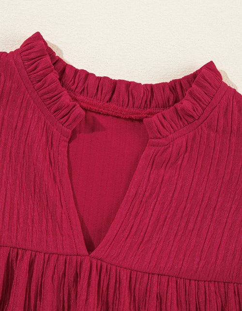 Load image into Gallery viewer, Frill Notched Long Sleeve Dress
