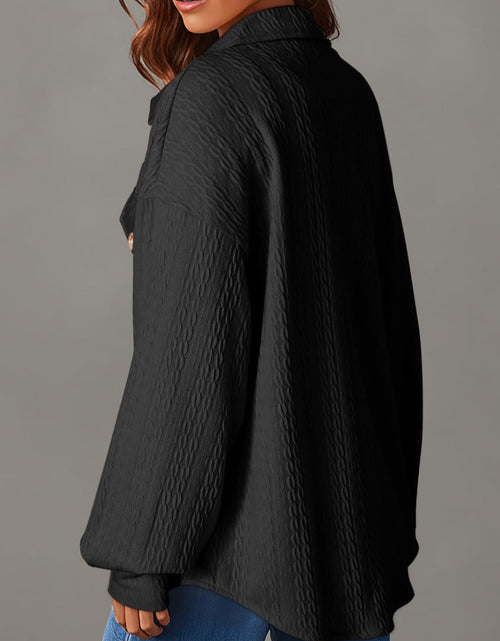 Load image into Gallery viewer, Textured Button Up Long Sleeve Shacket
