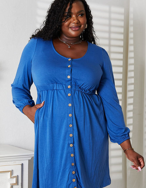 Load image into Gallery viewer, Double Take Scoop Neck Empire Waist Long Sleeve Magic Dress
