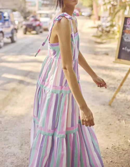 Load image into Gallery viewer, Tied Contrast Wide Strap Cami Dress
