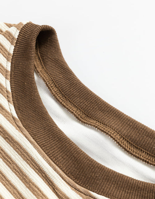 Load image into Gallery viewer, Striped Round Neck Long Sleeve Sweatshirt
