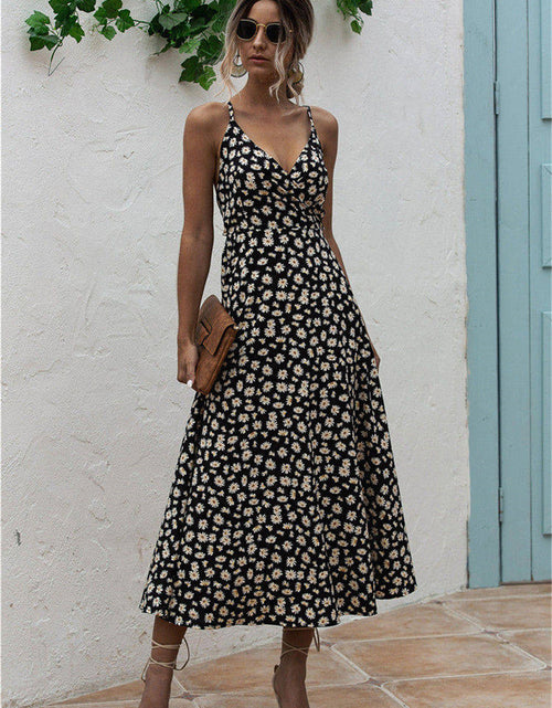 Load image into Gallery viewer, Daisy Print Surplice Midi Cami Dress
