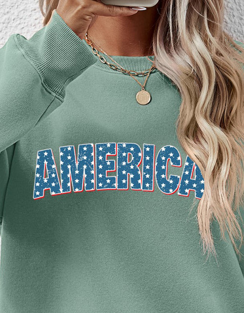Load image into Gallery viewer, AMERICA Round Neck Dropped Shoulder Sweatshirt
