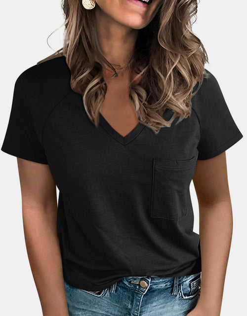 Load image into Gallery viewer, Pocketed V-Neck Short Sleeve T-Shirt
